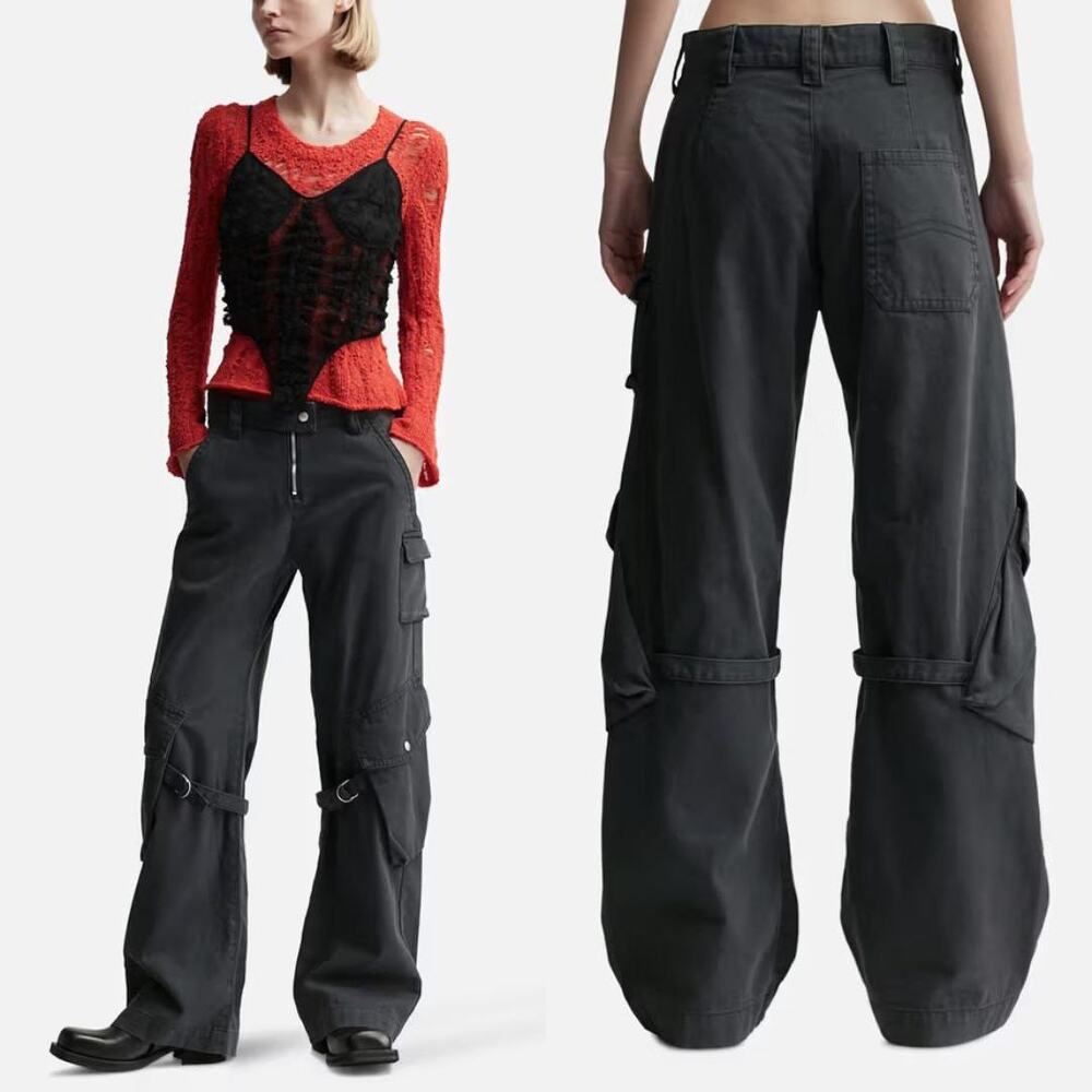 Acne Studios Potina Cargo Trousers Size 36 Charcoal Gray Cotton Punk Grunge